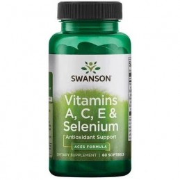 ACES, Vitamine A, C, E & Seleniu 60 Capsule Swanson Swanson Vitaminele A, C, E și Seleniu (ACES) este un supliment alimentar de 