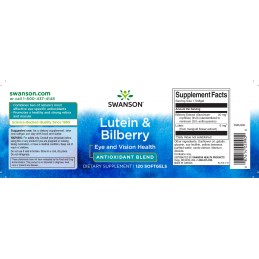 Lutein & Bilberry 120 Capsule Swanson Protejeaza retina si cristalinul, creste acuitatea vizuala pe timp de noapte si capacitate