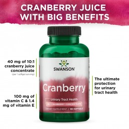 Cranberry (Merisoroare concentrat) 180 Capsule Swanson Merisoarele sunt utilizate in medicina traditionala pentru tratarea si pr