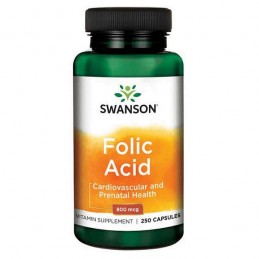 Swanson Acid Folic 800 mcg – 250 Capsule – Vitamina B9 pentru Sarcina si Energie Beneficii acid folic: este esential pentru sana