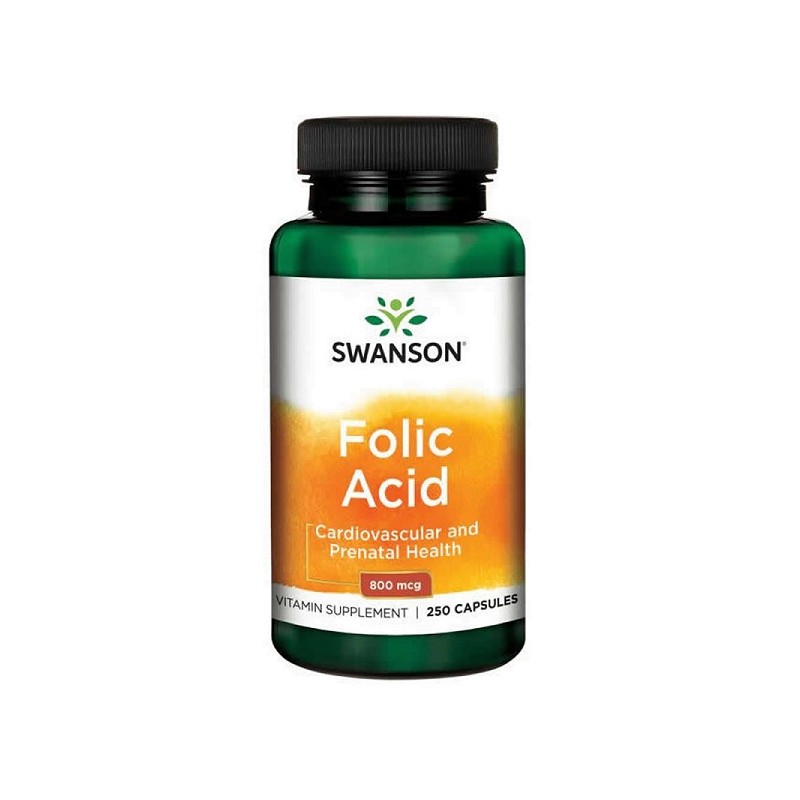 Swanson Acid Folic 800 mcg – 250 Capsule – Vitamina B9 pentru Sarcina si Energie Beneficii acid folic: este esential pentru sana