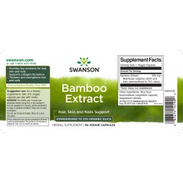 Bamboo Extract (Siliciu) 60 Capsule Swanson Datorita continutului bogat de siliciu si alte minerale, extractul de bambus este fo