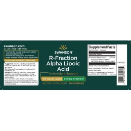 R-Fraction Alpha Lipoic Acid 100mg 60 Capsule Swanson Acidul alfa-lipoic este un cofactor important în mai multe reacții metabol