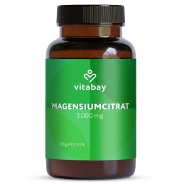 Magneziu Citrat pulbere 3000 mg - 200 grame vegan, Vitabay Beneficii magneziu citrat: regleaza tensiunea arteriala, amelioreaza 