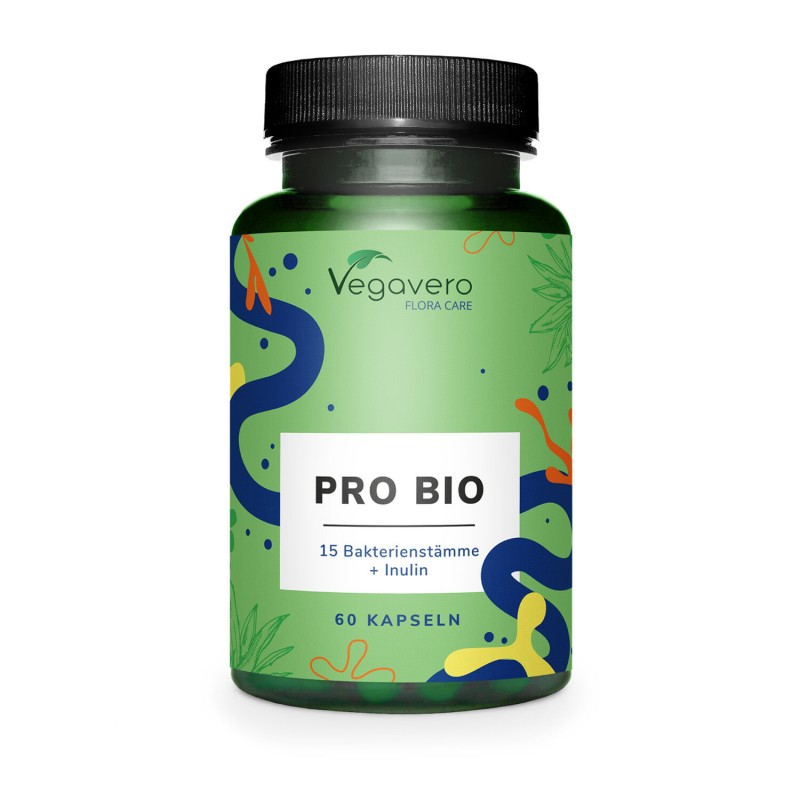 PRO BIO 15 miliarde CFU (15 tipuri bacterii) 60 Capsule, Vegavero Produsul nostru furnizează 15 miliarde CFU din 15 dintre cele 