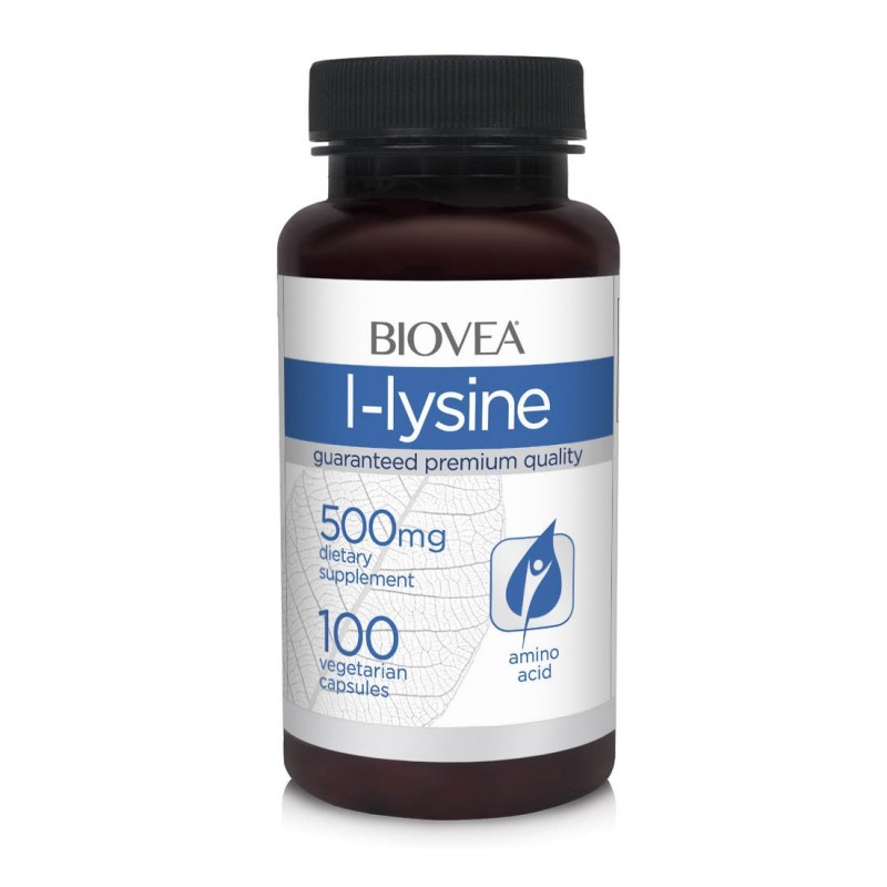 Biovea L-LYSINE (L-Lizina) 500mg 100 Capsule Beneficii L-Lizina: ajuta la producerea de enzime, hormoni si anticorpi, componenta