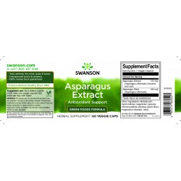 Swanson Extract de Sparanghel – 60 Capsule – Drenaj Renal si Eliminare Retentie Apa Formula exclusivă Asparagus Extract contribu