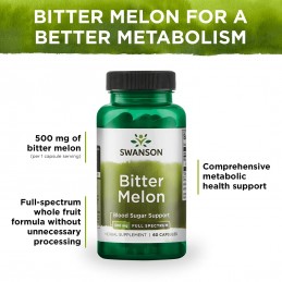 Bitter Melon - Pepene Amar 500mg 60 Capsule Swanson Este sursă naturală de insulină vegetală – ceea ce înseamnă că este o scăpar