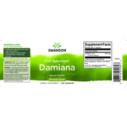Swanson Damiana 510 mg – 100 Capsule – Libido si Vitalitate Naturala Damiana beneficii: afrodisiacă, are acţiune de stimulare a 