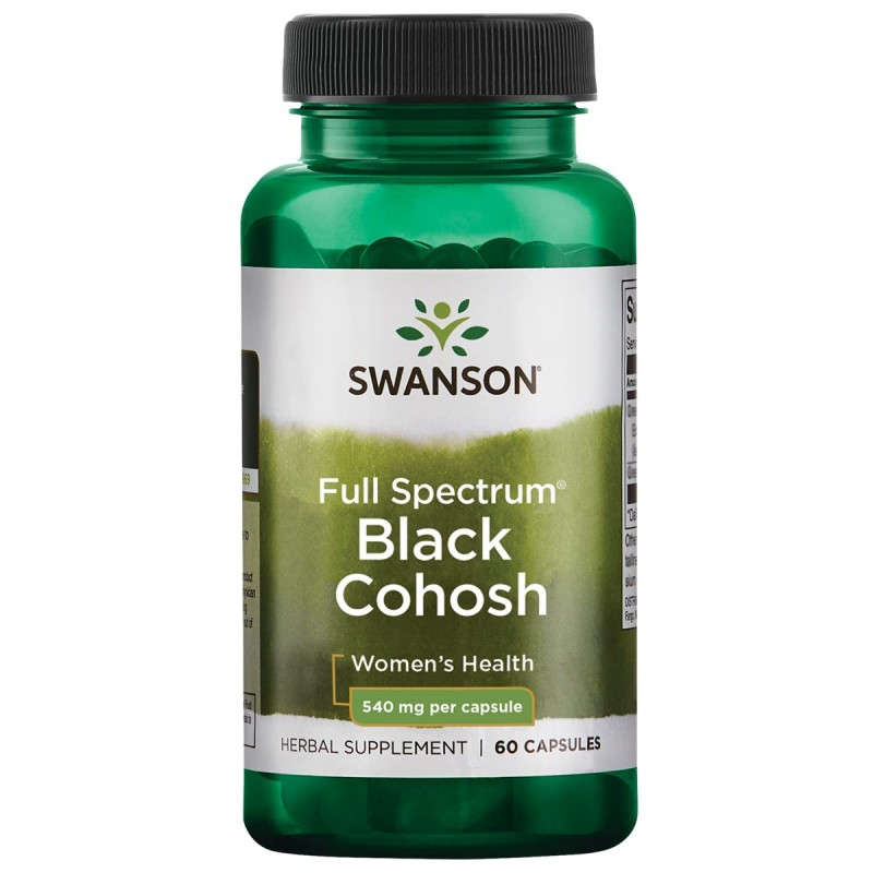 Full Spectrum Black Cohosh 540 mg 60 Capsule Swanson Supliment alimentar Black Cohosh beneficii, Promovează echilibrul hormonal 