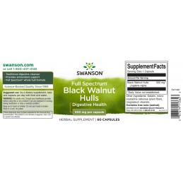 Swanson Black Walnut Hulls 500 mg, 60 capsule – Suport Digestiv si Detox Natural Beneficii supliment nuca neagra:  paraziți și v