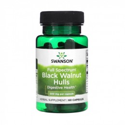 Black Walnut Hulls - Coaja de Nuca Neagra 500 mg 60 Capsule Swanson Beneficii supliment nuca neagra:  paraziți și viermi intesti