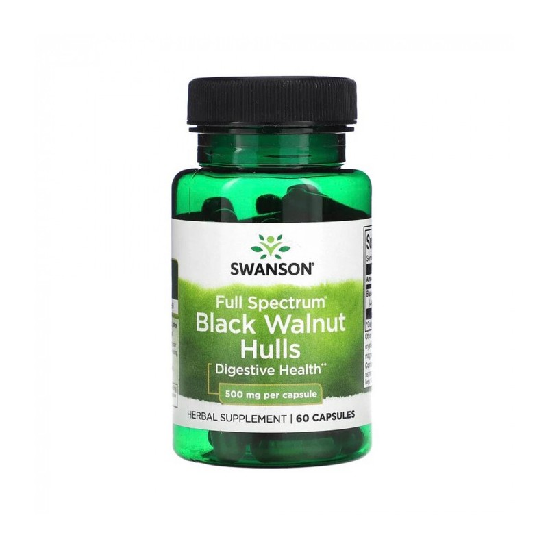 Swanson Black Walnut Hulls 500 mg, 60 capsule – Suport Digestiv si Detox Natural Beneficii supliment nuca neagra:  paraziți și v