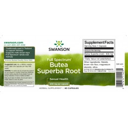 Full Spectrum Butea Superba Root 400mg 60 Capsule Swanson Butea Superba este o plantă afrodisiacă, originară din Thailanda. Loca