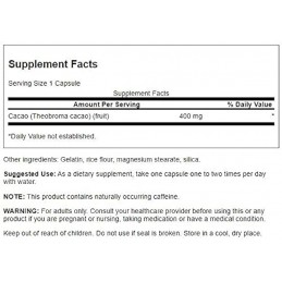 Full Spectrum Cacao (Raw Cocoa) 400mg 60 Capsule Swanson Swanson Full Spectrum Cacao este cea mai bună cacao brută. Această plan