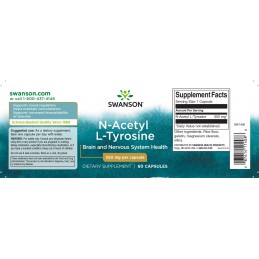 Swanson N-Acetyl L-Tyrosine 350 mg, 60 capsule – Suport Focus si Energie Mentala Toata lumea are nevoie de Tirozina, in functie 