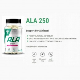 ALA (Acid alfa-lipoic) 250mg 60 Capsule, Trec Nutrition Acid Alfa Lipoic beneficii: Are proprietati antioxidante puternice, mini