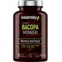 Bacopa Monnieri 90 Capsule, Essensey Suplimentul alimentar ESSENSEY BACOPA MONNIERI conține extract de bacopa din frunze mici, c