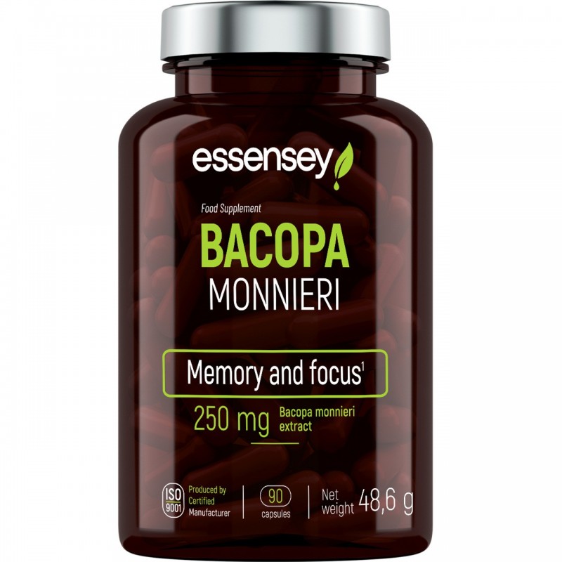 Bacopa Monnieri 90 Capsule, Essensey Suplimentul alimentar ESSENSEY BACOPA MONNIERI conține extract de bacopa din frunze mici, c