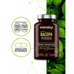 Bacopa Monnieri 90 Capsule, Essensey Suplimentul alimentar ESSENSEY BACOPA MONNIERI conține extract de bacopa din frunze mici, c