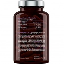 Magneziu + Zinc + Vitamina B6 120 Capsule, Essensey Suplimentul alimentar ESSENSEY MAGNESIUM + ZINC + B6 COMPLEX contine zinc si