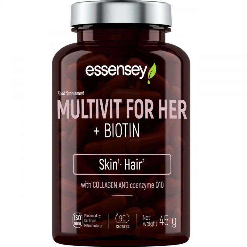 Multivitamine pentru femei + Biotina 90 Capsule, Essensey ESSENSEY MULTIVIT FOR HER contine vitaminele B6 si B12, care contribui