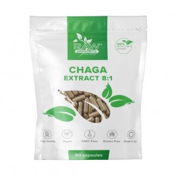 RAW Powders Chaga Extract 8:1 500 mg 90 capsule - Suport imunitar si Antioxidant BENEFICII CHAGA: ajuta la mentinerea functionar