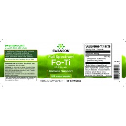 Fo-Ti, Troscot Chinezesc 500 mg 60 Capsule, Swanson Beneficii Fo-Ti Root: Fo-Ti Root este un supliment alimentar pe baza de extr