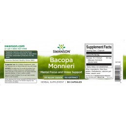 Bacopa Monnieri 10:1 Extract 50mg 90 Capsule Swanson Beneficii Bacopa Monnieri: contine antioxidanti puternici, poate reduce inf