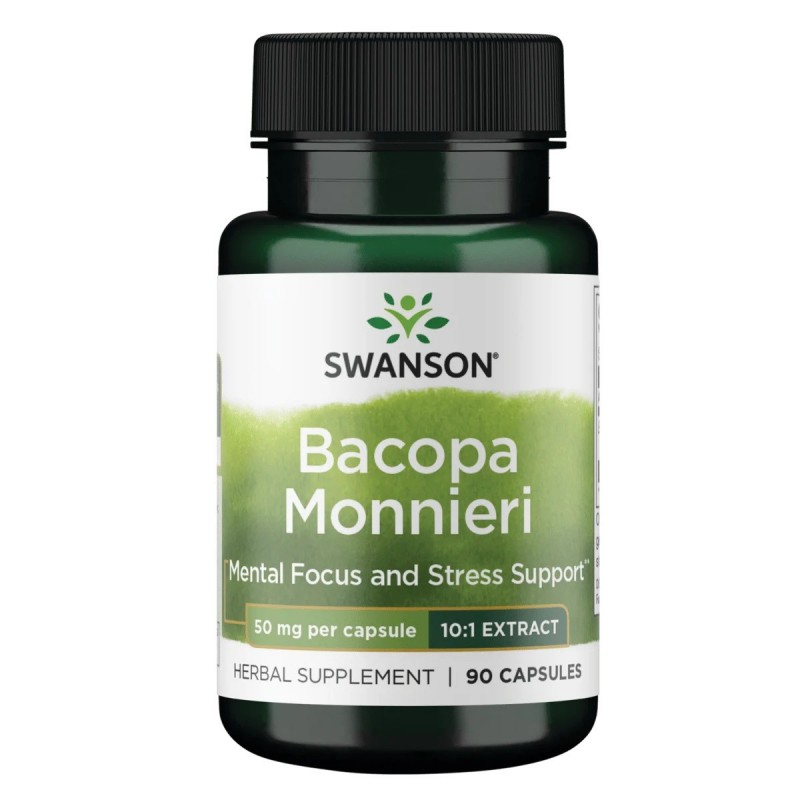 Swanson Bacopa Monnieri 10:1 Extract 50 mg – 90 Capsule – Memorie si Concentrare Beneficii Bacopa Monnieri: contine antioxidanti