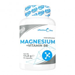 Magnesium + Vitamin B6 90 Capsule, 6 PAK 6PAK Nutrition Magnesium + Vitamina B6 este o combinație de magneziu în patru forme, cu