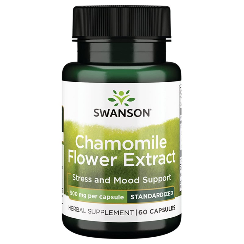 Chamomile Flower Extract (Musetel - Apigenin) 500mg 60 Capsule, Swanson Produsele pe bază de plante oferite de Swanson Chamomile