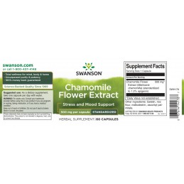 Chamomile Flower Extract (Musetel - Apigenin) 500mg 60 Capsule, Swanson Produsele pe bază de plante oferite de Swanson Chamomile