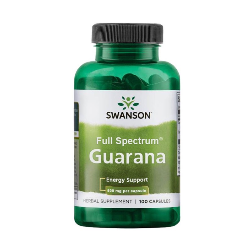 Swanson Guarana 500 mg – 100 Capsule – Energie Naturala si Concentrare Guarana Swanson este un supliment natural care conține un
