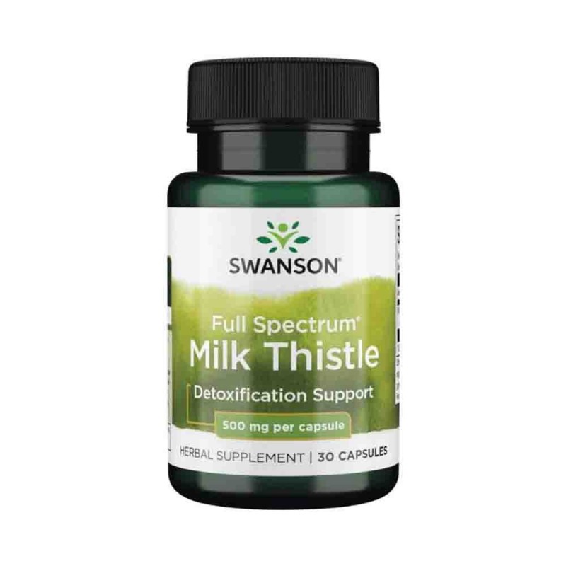 Swanson Full Spectrum Milk Thistle 500 mg 30 Capsule – Armurariu pentru Protectie Ficat Milk Thistle (Armurariu) - susține sănăt