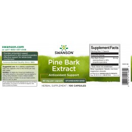 Pine Bark Extract 50 mg 100 Capsule, Swanson Pine Bark Extract de la Swanson conține 50mg de extract standardizat din scoarță de