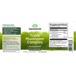 Triple Mushroom Complex 60 Capsule, Swanson Triple Mushroom Complex este format din cele trei ciuperci: Maitake, Shiitake și Rei
