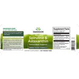 Organic Spirulina & Astaxantina 120 tablete, Swanson Spirulina Organică &amp; Astaxantina, Swanson este un supliment alimentar i