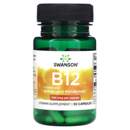 Vitamin B12 500mcg 30 Capsule, Swanson Aceasta vitamina este, de fapt, un nutrient fundamental care ajuta la mentinerea sanatati