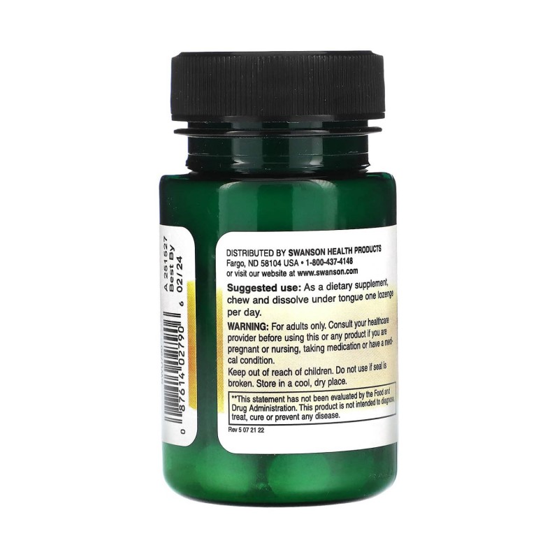 Vitamin B12 + Folate 1000 mcg 60 Drajeuri, fara zahar, Swanson - 1 | YEO