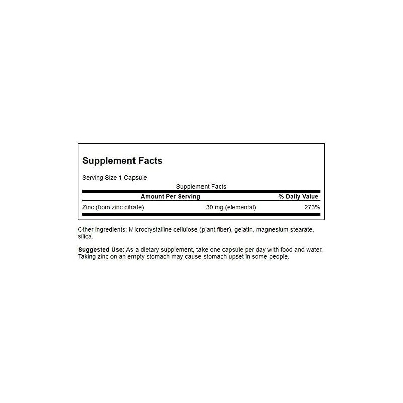 Zinc Citrate 30mg 60 Capsule, Swanson - 1 | YEO