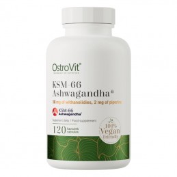 Ashwagandha KSM 66 + Piper Negru 120 Capsule, OstroVit OstroVit KSM-66 Ashwagandha VEGE is a high-quality dietary supplement tha