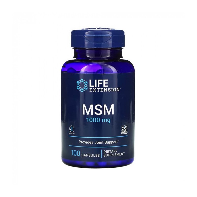 MSM (Methylsulfonylmethane) 1.000mg 100 Capsule, Life Extension MSM-ul contribuie la sănătatea articulațiilor datorită efectelor