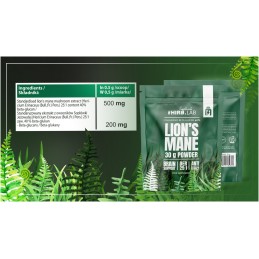 HIRO Lab Lion’s Mane extract pulbere 25:1 500 mg 30 g - Suport creier si Memorie Lion’s Mane este un extract standardizat de 40%