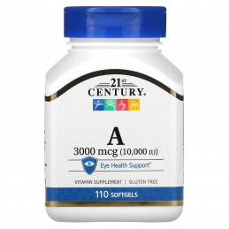 21st Century Vitamina A 3000 mcg 10000 UI 110 capsule - Suport vedere si imunitate Beneficii Vitamina A: incurajeaza pielea vibr
