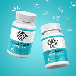 Colagen Tip I si III 120 Capsule, UtraVit Colagenul, o proteină structurală crucială în articulații și piele, este vital pentru 