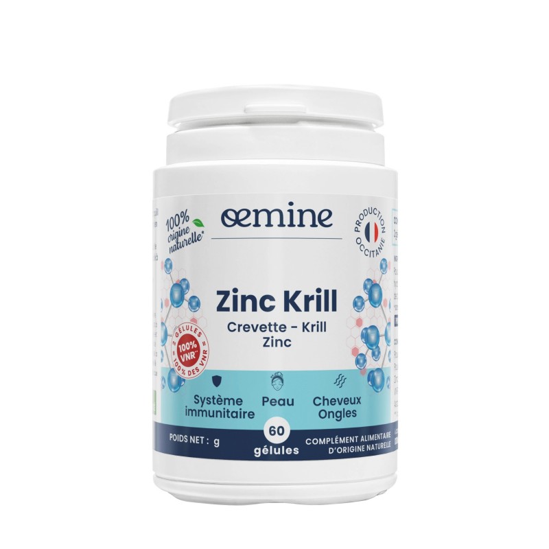 Oemine Zinc Krill 60 gelule - Imunitate si Absorbtie superioara Beneficii Zinc: mentinerea oaselor sanatoase, pentru o piele nor