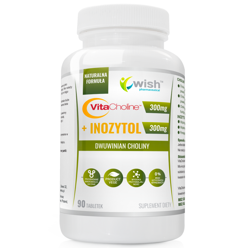Wish VitaCholine Colină 300mg + Inozitol 300mg 90 tablete - Suport memorie si energie Inozitolul îndeplinește multe funcții impo