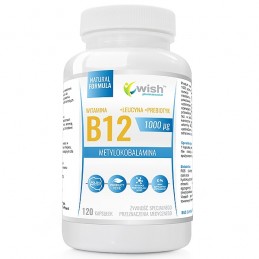 Vitamin B12 1000mcg Methylcobalamin + Prebiotic 120 Capsule, Wish Vitamina B12 (metilcobalamina) este esențială pentru producere
