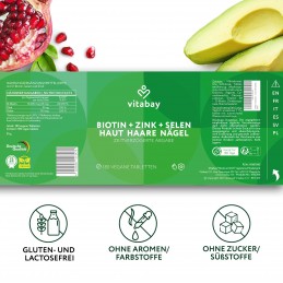 D-Biotin - 10.000 mcg - 10 mg Depot + Seleniu + Zinc - 180 Tablete, Vitabay Cele 180 de comprimate vegane ale noastre oferă o co
